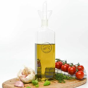 Olietta Glass Non Drip Leak Proof No Mess Oil Dispenser and Vinegar Cruet Pourer for Kitchen 17oz 500ML - Great for Pouring & Drizzling Olive Oil & Liquids - Easy to Clean, Drip Free and Leakproof