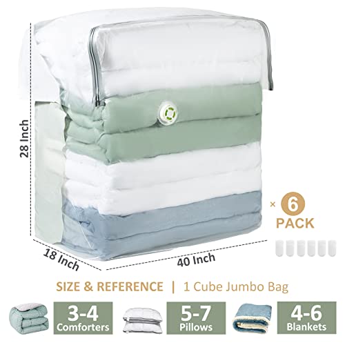 TAILI Cube Vacuum Storage Bags 6 Jumbo Pack and Space Saver Vacuum Storage Bags Super Jumbo Cube 6 Pack