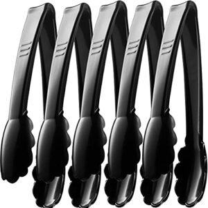 Plastic Tongs for Serving (Pack of 12) 9 Inch - Heavy-Duty Hard Plastic Reusable or Disposable Serving Tongs for Catering, Dinner Parties, Banquets, Buffets, Events, Weddings and Everyday Use, Black