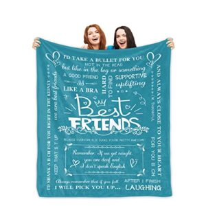 best friend blanket bff gifts for women 50"x60"luxurious friends blanket with loving messages for best friend birthday gifts for women unique snuggly soft fleece blanket