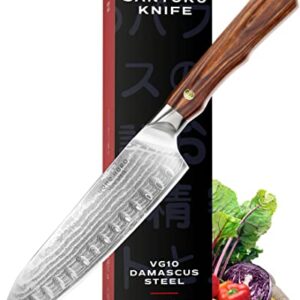 Home Hero Elite Series Santoku Knife 7 Inch - 67 Layer Japanese VG 10 Damascus Chef Knife - Ergonomic Rosewood Handles & Sheath - Ultra Sharp Asian Chef Knives & Kitchen Favorites 2023