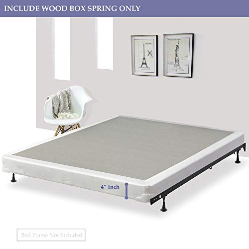 Mattress Solution Fully Assembled Low Profile Wood Traditional Boxspring/Foundation for Mattress, Twin, Gray And White