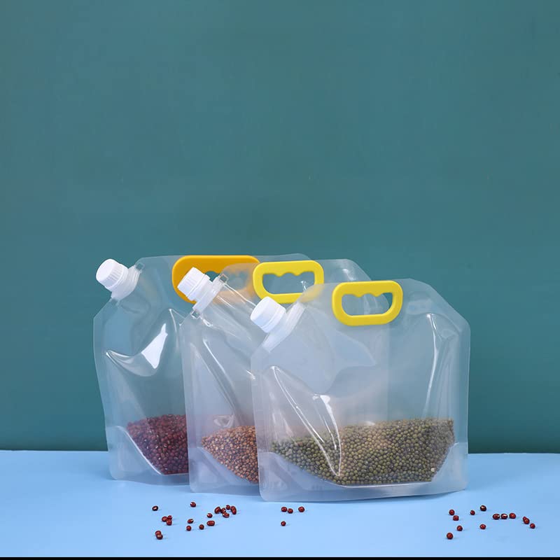 5PCS Cereals Storage Bag Self-supporting Suction Nozzle Rice Transparent Storage Bag Plus5PCS五谷杂粮收纳袋自立吸嘴大米透明收纳袋加厚手提杂粮密封袋食品袋