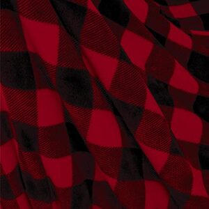 PAVILIA Buffalo Plaid Sherpa Blanket Throw Twin | Fuzzy Red Black Checkered Flannel Fleece Blanket for Couch Bed | Fluffy Warm Soft Christmas Plush Microfiber Blanket | 60x80