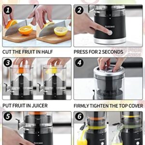 Electric Juicer Rechargeable - Citrus Juicer Machines with USB and Cleaning Brush Portable Juicer for Orange, Lemon, Grapefruit