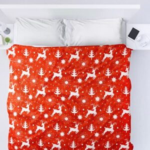 Christmas Throw Blanket Decorative Plush & Warm, 50"X60" Reindeer Snowflake Christmas Theme Red Flannel Blanket for Couch Sofa Bedroom Winter Decorations for Home