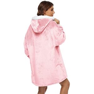 RXLLDOLY Wearable Blanket Hoodie, Oversized Sherpa Blanket Sweatshirt with Hood Pocket and Sleeves, Super Soft Warm Comfy Plush Hooded Blanket for Adult Women Men, One Size