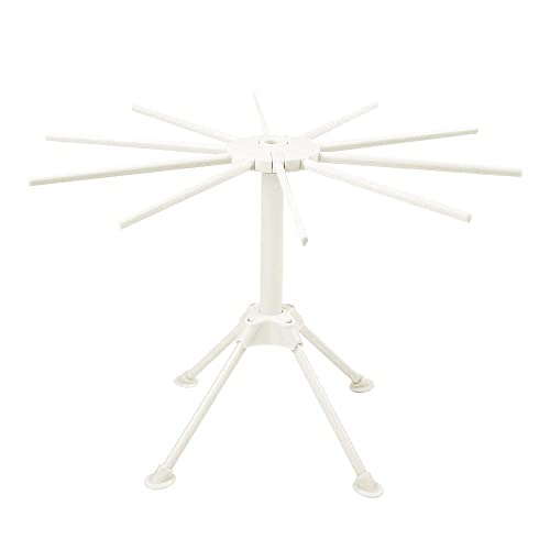 Cambom Foldable Pasta Drying Rack- Plastic Spaghetti Noodle Dryer with 10 Bar Handles (WHITE)