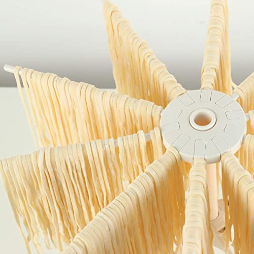 Cambom Foldable Pasta Drying Rack- Plastic Spaghetti Noodle Dryer with 10 Bar Handles (WHITE)