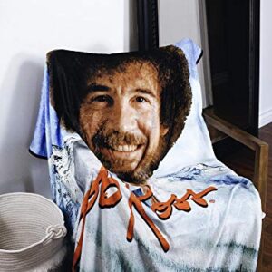 Bob Ross Design Soft Throw Size Fleece Plush Blanket - Fluffy, Warm, Fuzzy & Cozy – 100% Silk-Feel Polyester Perfect for Outdoor or Indoor Bed, Sofa or Couch While Watching TV/Movies - 45 x 60 Inches
