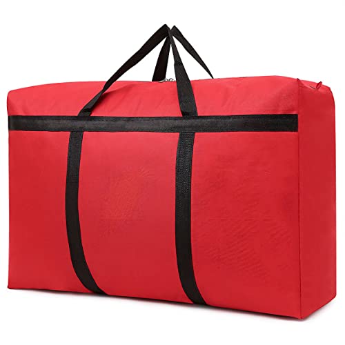 IWEIK Multipurpose Extra Large Heavy Duty Storage Bags Duffle Bags for Space Saving Moving Storage (230L, Red)