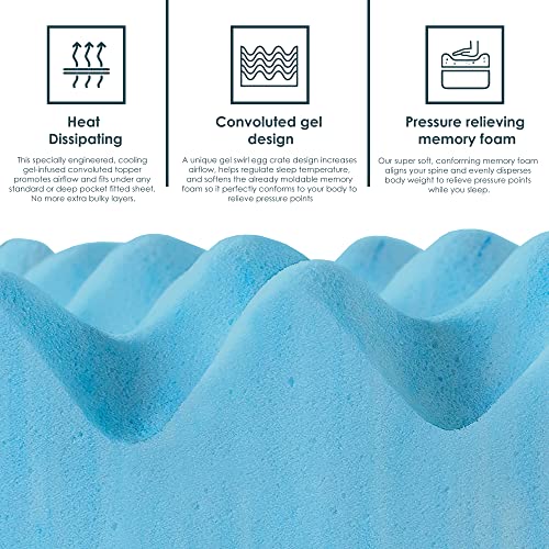 Spinal Solution 2-Inch High Density Foam Topper,Adds Comfort to Mattress, King Size, Blue