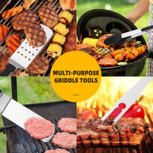 AIKWI Blackstone Griddle Accessories Tool Kit, (8 Pieces) Flat Top Grill Professional Grade Set, with Spatulas, Fork, Tong, Chopper, Bottles & Carry Bag, Perfect for Outdoor BBQ, Indoor Cooking