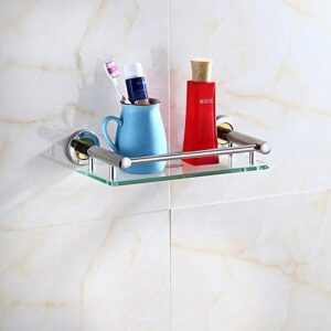 BKDFD Shower Shelf, Silver Bathroom Stainless Steel Drilling Wall Hanging Organizer Storage Shelves