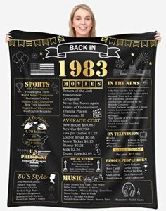 40th birthday gifts for women or men, ultra-soft micro flannel fleece throw blanket, perfect 1983 birthday gifts ideas, happy 40th birthday decorations, 40 year old gifts for men women (1983-g)