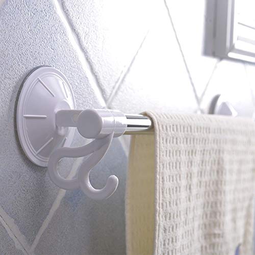 BKDFD Towel Rack, Silver Stainless Steel No Drilling Foldable Organizer Storage Bathroom Shelves with Strong Suction Cup