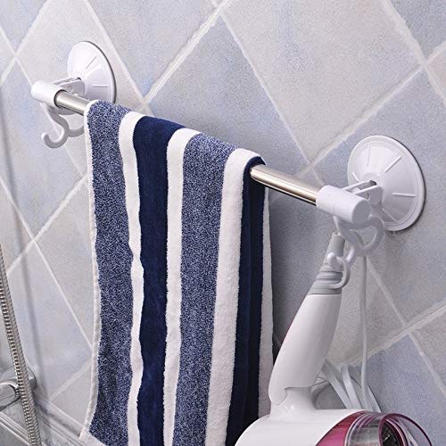 BKDFD Towel Rack, Silver Stainless Steel No Drilling Foldable Organizer Storage Bathroom Shelves with Strong Suction Cup