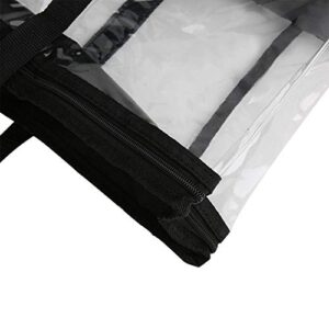 Yosoo123 Large Capacity Clear PVC Storage Bag, Portable Transparent Moving Tote with Reinforced Handle, Organizer for CD and Book Collection