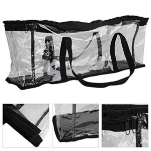 Yosoo123 Large Capacity Clear PVC Storage Bag, Portable Transparent Moving Tote with Reinforced Handle, Organizer for CD and Book Collection