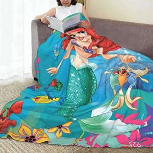 Anime Mermaid Blanket Cute Throw Blankets for Girls Women Super Soft Warm Flannel Fleece for Couch Living Room Sofa 50x60 Inches
