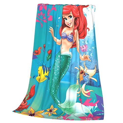 Anime Mermaid Blanket Cute Throw Blankets for Girls Women Super Soft Warm Flannel Fleece for Couch Living Room Sofa 50x60 Inches