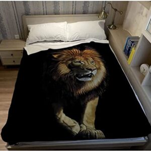 HommomH 60"x80" Black Lion Blanket Animal Print Soft Fluffy Fleece Throw for Couch Sofa Bed