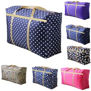 tear resistant 120l 600d oxford ultra size storage bag extra large with reinforced handles for duvets, bedding, clothes collection, water and moisture resistant ( polka dot)