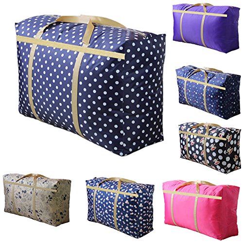 Tear Resistant 120L 600D Oxford Ultra Size Storage Bag Extra Large with Reinforced Handles for Duvets, Bedding, Clothes Collection, Water and Moisture Resistant ( Polka Dot)