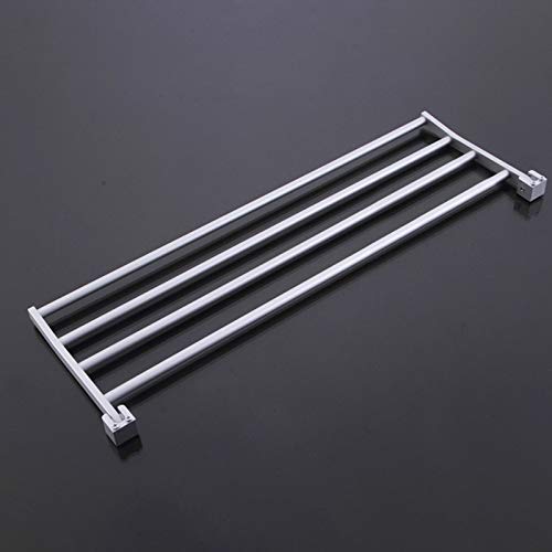 LUKEO Bathroom Towel Racks Foldable Alumimum Chrome Towel Holder Wall Mounted Towel Shelf with Hooks