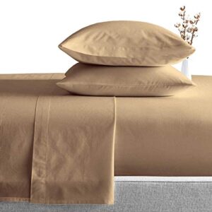 impression by home collection 400 thread count 100% egyptian cotton rich 4-piece bed sheet set (fitted sheet +15 inch deep pocket) california king ,taupe solid