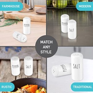 Farmhouse Salt and Pepper Shakers Set - Rustic Salt and Pepper Shakers Set - Cute White Salt and Pepper Shakers for Your Farmhouse Kitchen, Sturdy Ceramic, 3.4 oz Capacity, Rust-Free