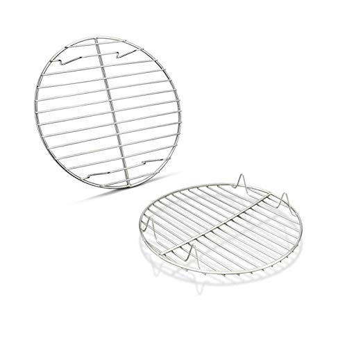 TeamFar Round Cooling Rack Set of 2, 7½ Inch Round Rack Baking Steaming Roasting Rack Set Stainless Steel, Healthy & Dishwasher Safe, Mirror Finish & Rust Free