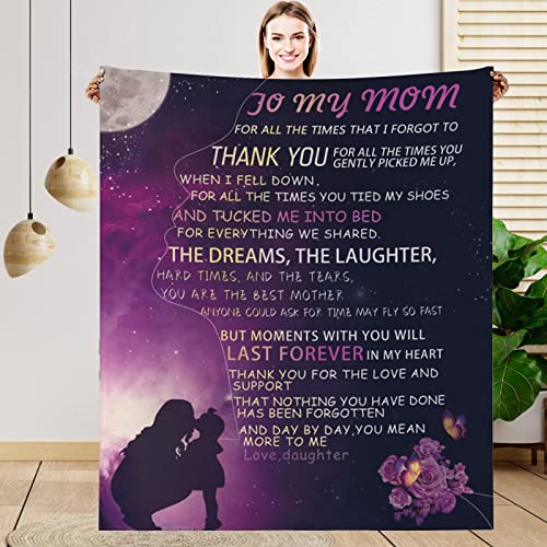 Gifts for Mom Mom Gifts from Daughters Birthday Gifts for Mom Super Soft Cozy Flannel Throw Blanket 60" x 50"