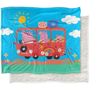 peppa pig blanket, 50"x60" road trip with the family silky touch sherpa back super soft throw blanket