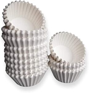 white mini cupcake liners - 300-pack - mini cups sized paper cupcake wrappers - fits perfectly any mini muffin baking pan - cup cake liner for cupcakes, muffins, keto fat bombs & mini cheesecakes