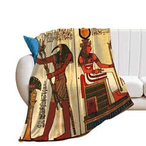 fleece throw blanket for couch sofa bed,ancient egyptian pharaoh hieroglyphics vintage mural egypt soft toddler blanket,premium anti-static throw for home office travel bedroom living room, 40"x50"