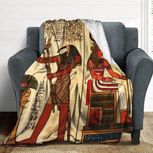 Fleece Throw Blanket for Couch Sofa Bed,Ancient Egyptian Pharaoh Hieroglyphics Vintage Mural Egypt Soft Toddler Blanket,Premium Anti-Static Throw for Home Office Travel Bedroom Living Room, 40"x50"