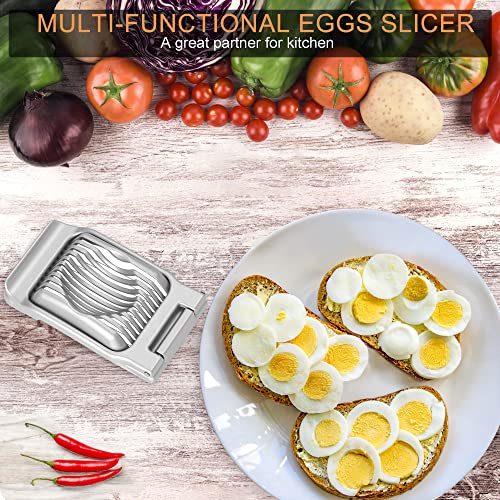 MCIJRJOI Egg Slicer, Multipurpose 304 Stainless Steel Wire Egg Slicer for Hard Boiled Eggs, Aluminum Egg Cutter Heavy Duty Slicer