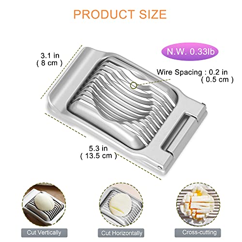 MCIJRJOI Egg Slicer, Multipurpose 304 Stainless Steel Wire Egg Slicer for Hard Boiled Eggs, Aluminum Egg Cutter Heavy Duty Slicer