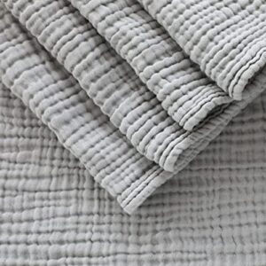 mint alley cotton muslin blanket 4-layer dark grey blankets for adult 79 x 83 inch extra large lightweight soft breathable throw comfort blanket all season