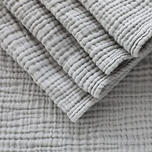 Mint Alley Cotton Muslin Blanket 4-Layer Dark Grey Blankets for Adult 79 x 83 inch Extra Large Lightweight Soft Breathable Throw Comfort Blanket All Season