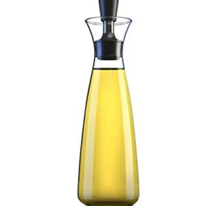 Purelite No Funnel Needed Olive Oil & Vinegar Dispenser Glass Cruet Bottle for Kitchen | Silicone Cap Keeps Oil Fresh Longer | 17 ounce cruet (Clear)