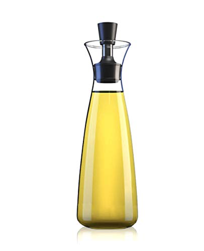 Purelite No Funnel Needed Olive Oil & Vinegar Dispenser Glass Cruet Bottle for Kitchen | Silicone Cap Keeps Oil Fresh Longer | 17 ounce cruet (Clear)