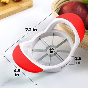 Zulay 8 Blade Apple Slicer and Corer - Easy Grip Apple Cutter With Stainless Steel Blades - Fast Usage Apple Corer And Slicer Tool That Saves Time & Effort (Cherry Red & White)