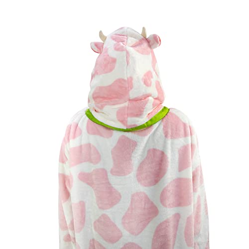 Plushible Wearable Blanket - Blanket Hoodie for Teens & Women - Oversized Hooded Animal Blankets - Cozy & Comfy Front Pocket & Long Sleeves - Strawberry Cow Hood - Valentines Day Gifts