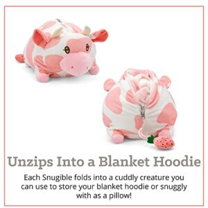 Plushible Wearable Blanket - Blanket Hoodie for Teens & Women - Oversized Hooded Animal Blankets - Cozy & Comfy Front Pocket & Long Sleeves - Strawberry Cow Hood - Valentines Day Gifts