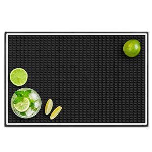 bar mat counter top - 17.7 x 11.8 inch, black waterproof, non-slip, non-toxic, heavy duty rubber, easy to clean, perfect for bars & restaurants, premium quality - knot and style (premium)