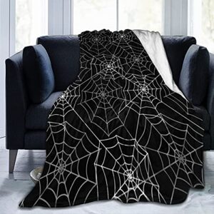 annalice spider cobweb spiderweb halloween goth pattern flannel fleece blanket ultra-soft fluffy warm throw blanket for couch bed all seasons suitable for women, men 50*40inch