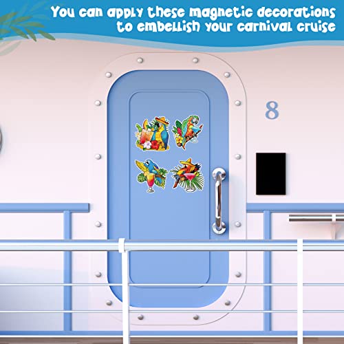 4 Pieces Margarita Parrot Magnets Tropical Drink Cruise Door Decorations Drinking Parrot Cruise Door Magnets for Carnival Cruise Refrigerator Door (Wine Glass Theme)