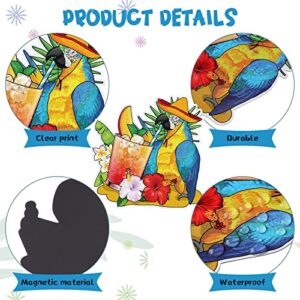 4 Pieces Margarita Parrot Magnets Tropical Drink Cruise Door Decorations Drinking Parrot Cruise Door Magnets for Carnival Cruise Refrigerator Door (Wine Glass Theme)